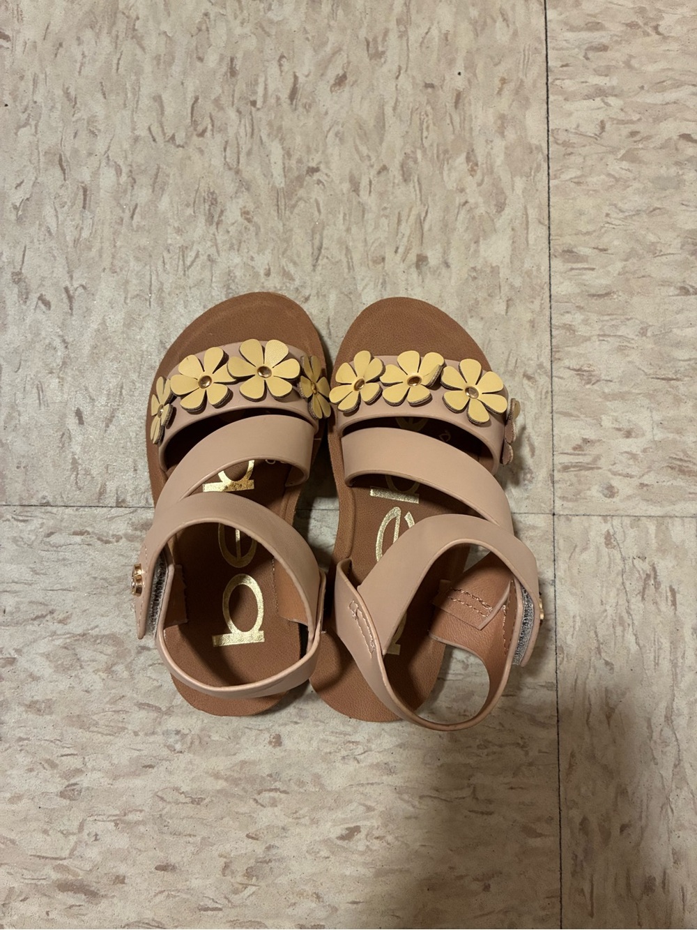 bebe Tan Floral Strap Sandals for Kids